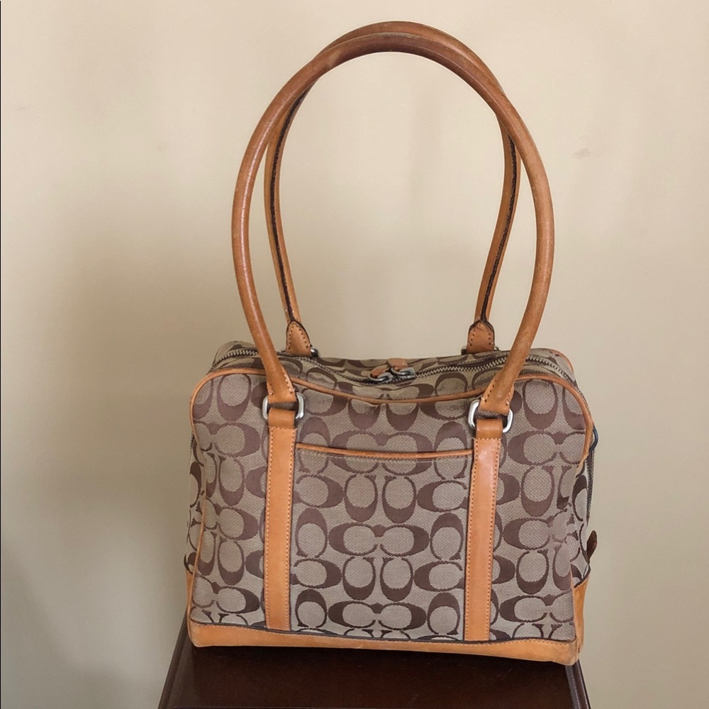 Coach Tan and Brown Signature Satchel